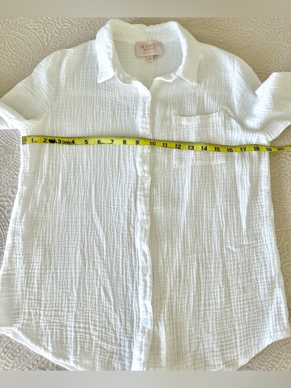 Francesca’s Audrey Parks White Button Down Shirt Beach Wear 100% Cotton - Picture 7 of 10
